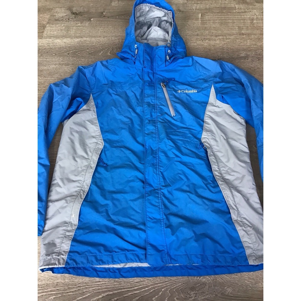 Columbia Interchange Womens Large Size Omni Tech 3-in-1 Blue Gray Fleece Lined L